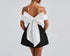 Satin Mini Dress for Women with Big Bow and Backless Design